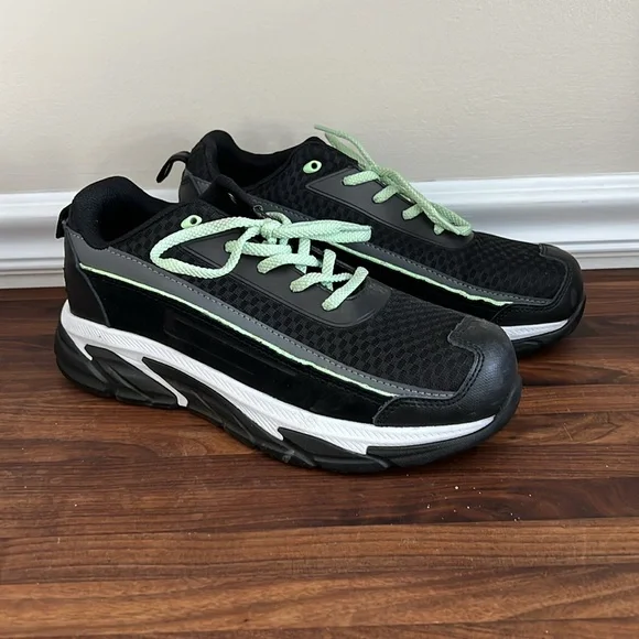 Avenger Black and Green Safety Toe Work Sneakers‎ Women’s 8 Wide - Picture 2 of 11